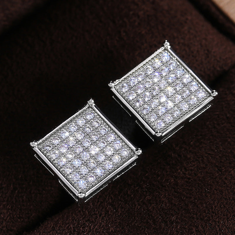 Korean Style Square Zircon Earrings (1 Pair)
