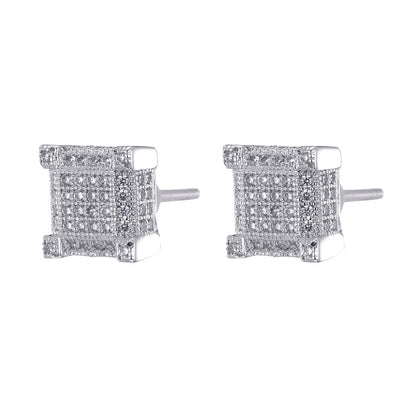 Micro-inlaid Zircon Square Earrings (2pairs)