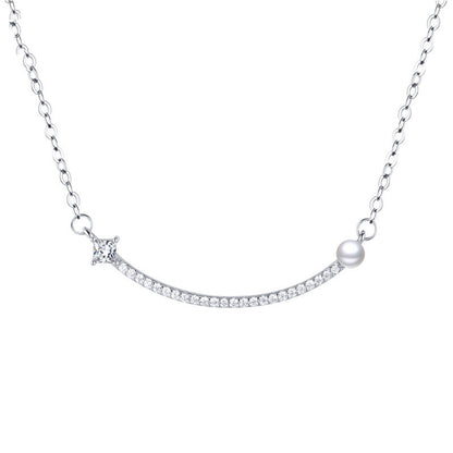 Silver pearl double chain