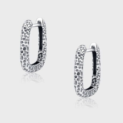 Silver Oval Metallic Bump Earrings (1 pair)