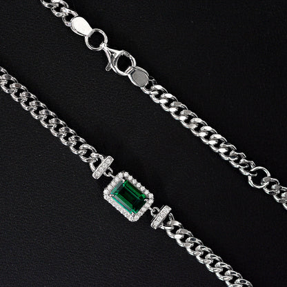 Smaragd Anhänger Silber Einstellbar Einfache Halskette
