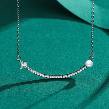 Silver pearl double chain