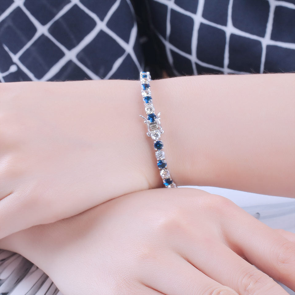 Silver Nano Sapphire Zircon Bracelet