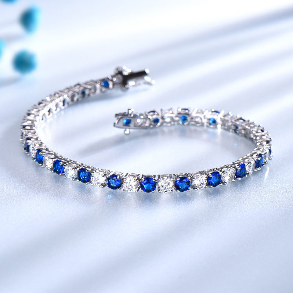 Silver Nano Sapphire Zircon Bracelet