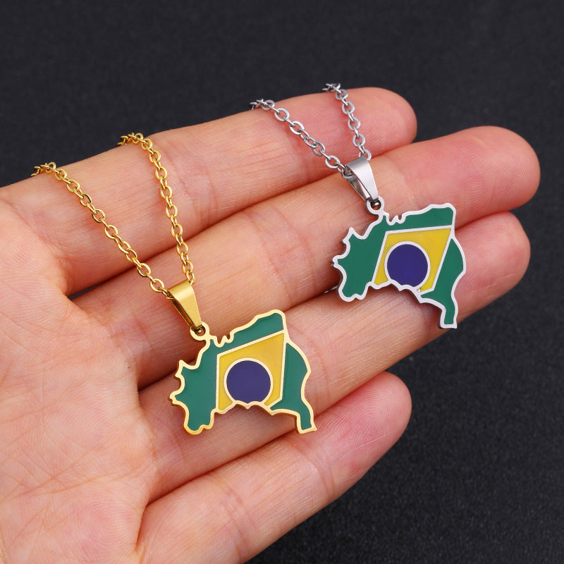Brazil card pendant necklace