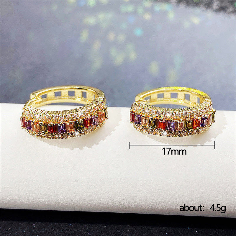 Coloured Zircon Earrings For Women (1 Pair)