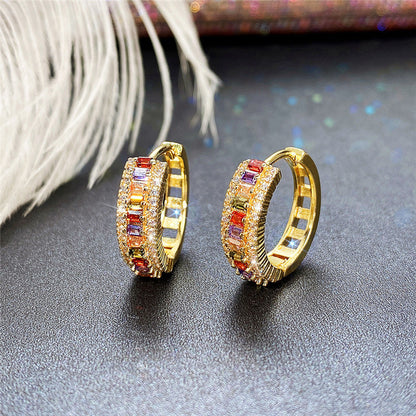 Coloured Zircon Earrings For Women (1 Pair)