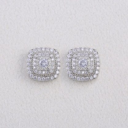 Elegant micro inlaid white zircon stud earrings