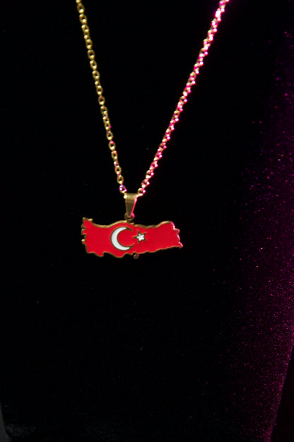 Turkey card pendant necklace