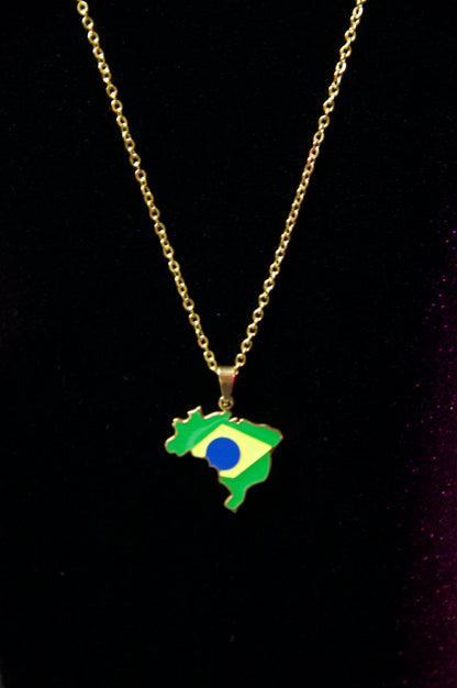 Brazil card pendant necklace